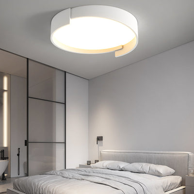 Contemporary Nordic Iron & Acrylic Round LED Flush Mount Ceiling Light With High Light Transmission For Bedroom & Living Room