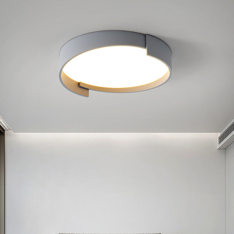 Contemporary Nordic Iron & Acrylic Round LED Flush Mount Ceiling Light With High Light Transmission For Bedroom & Living Room