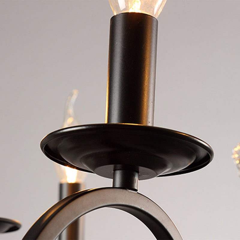 Traditional European Iron & Crystal Branch-Shaped 6/8-Light Chandelier With Tassels For Bedroom & Living Room