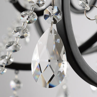 Traditional European Iron & Crystal Branch-Shaped 6/8-Light Chandelier With Tassels For Bedroom & Living Room