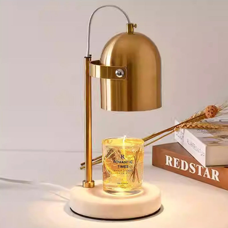 Modern Minimalist Metal & Marble Round Base 1-Light Melting Wax Table Lamp With Adjustable Angle For Bedroom & Living Room