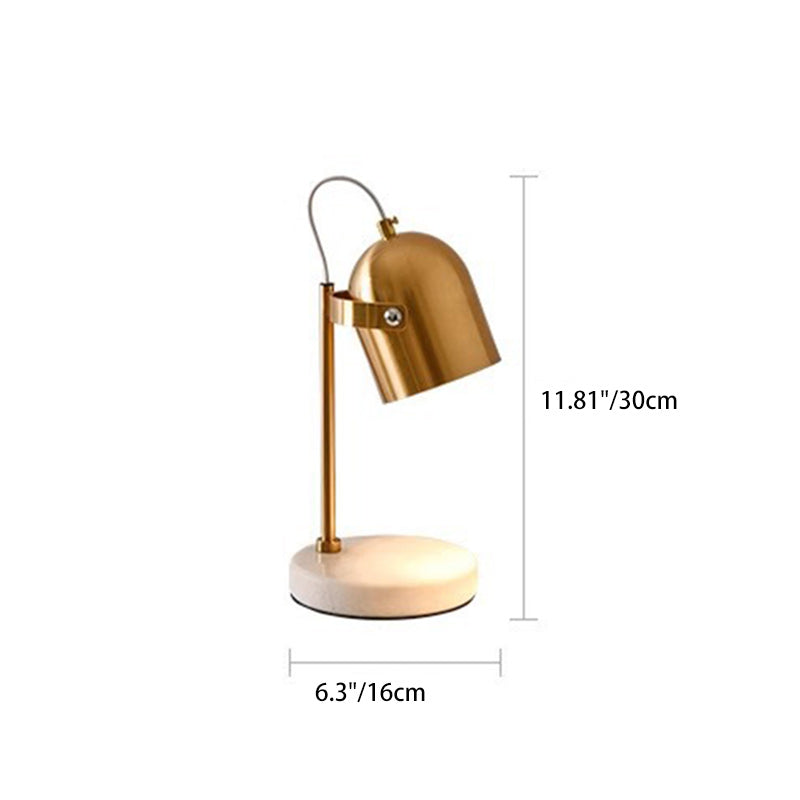 Modern Minimalist Metal & Marble Round Base 1-Light Melting Wax Table Lamp With Adjustable Angle For Bedroom & Living Room