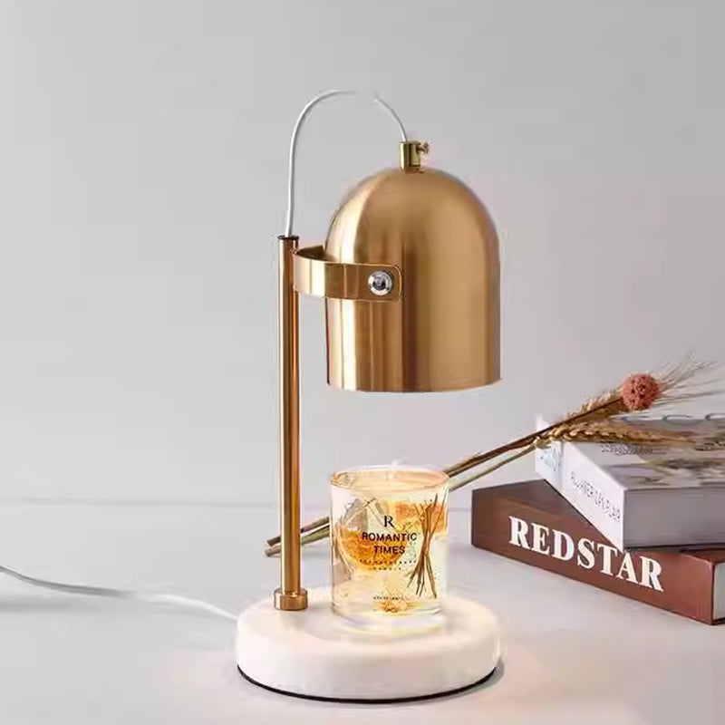 Modern Minimalist Metal & Marble Round Base 1-Light Melting Wax Table Lamp With Adjustable Angle For Bedroom & Living Room