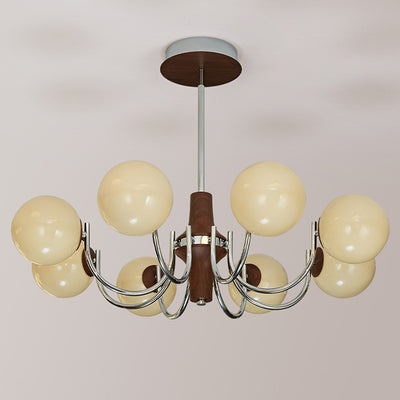 Traditional French Metal Glass Round Chandelier With 6/8/12 Lights For Bedroom & Living Room