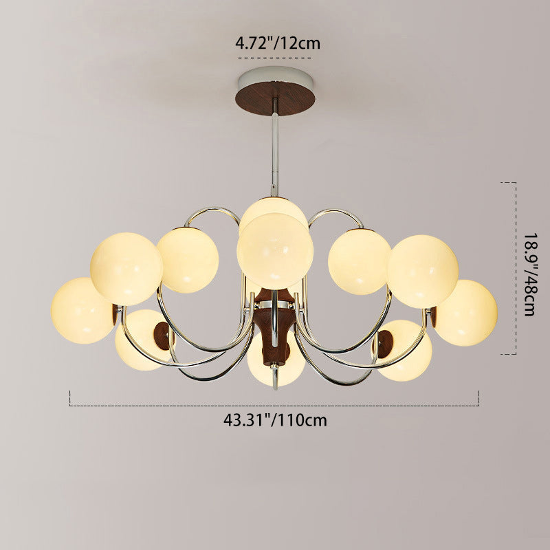 Traditional French Metal Glass Round Chandelier With 6/8/12 Lights For Bedroom & Living Room