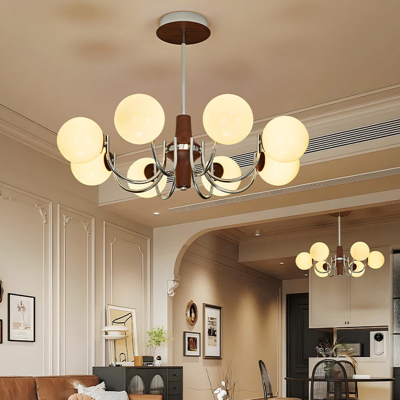 Traditional French Metal Glass Round Chandelier With 6/8/12 Lights For Bedroom & Living Room