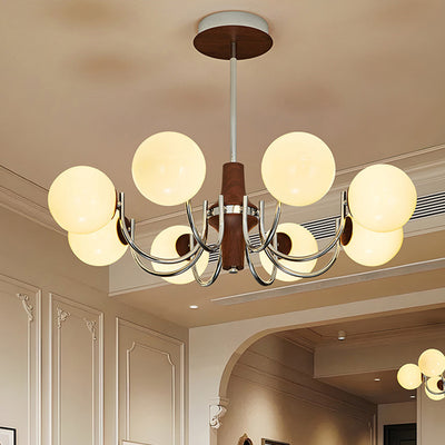 Traditional French Metal Glass Round Chandelier With 6/8/12 Lights For Bedroom & Living Room