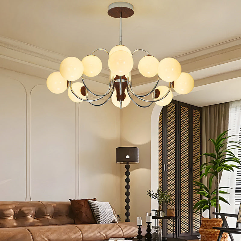 Traditional French Metal Glass Round Chandelier With 6/8/12 Lights For Bedroom & Living Room
