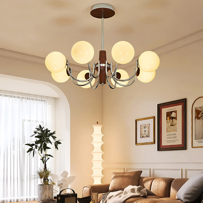 Traditional French Metal Glass Round Chandelier With 6/8/12 Lights For Bedroom & Living Room