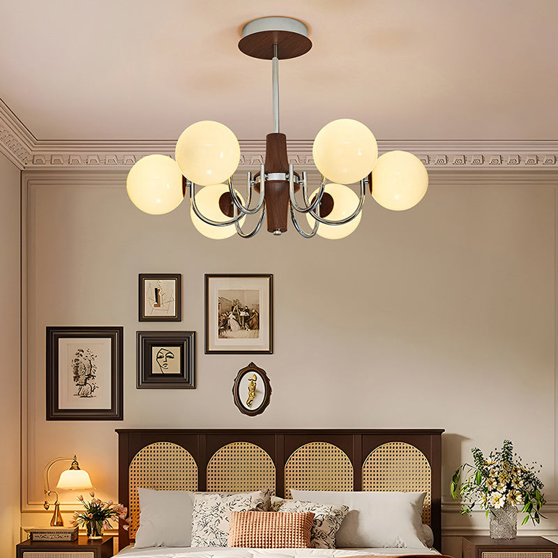Traditional French Metal Glass Round Chandelier With 6/8/12 Lights For Bedroom & Living Room