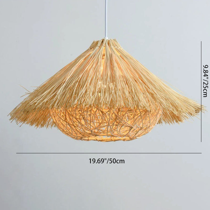Traditional Chinese Bamboo Cone 1-Light Pendant Light For Dining Room