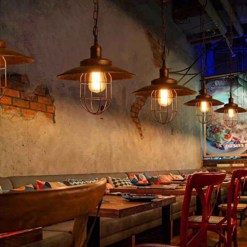 Contemporary Industrial Iron Cone 1-Light Pendant Light For Dining Room & Living Room
