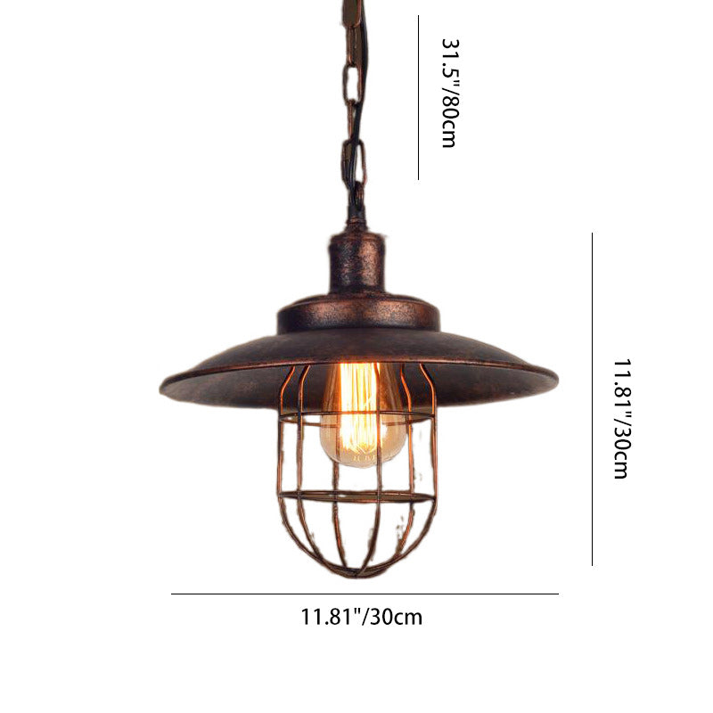 Contemporary Industrial Iron Cone 1-Light Pendant Light For Dining Room & Living Room