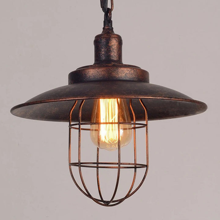 Suspension industrielle contemporaine en fer avec un abat-jour conique à 1 lumière pour salle à manger et salon 