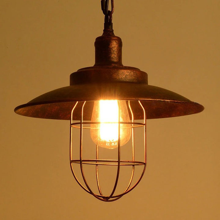 Suspension industrielle contemporaine en fer avec un abat-jour conique à 1 lumière pour salle à manger et salon 