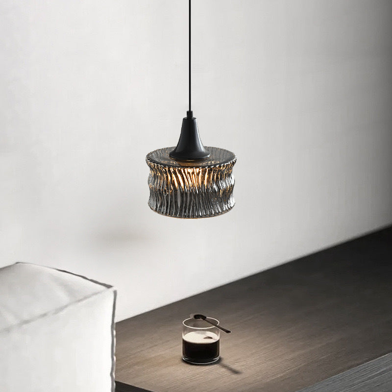 Modern Minimalist Brass & Glass Cylinder 1-Light Pendant Light For Bedroom, Living Room, Dining Room