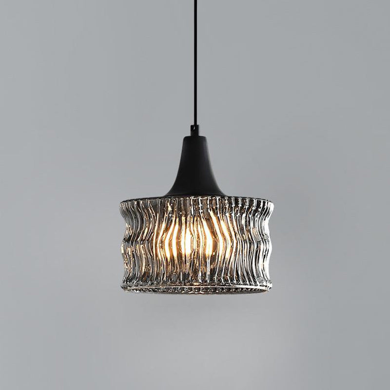 Modern Minimalist Brass & Glass Cylinder 1-Light Pendant Light For Bedroom, Living Room, Dining Room