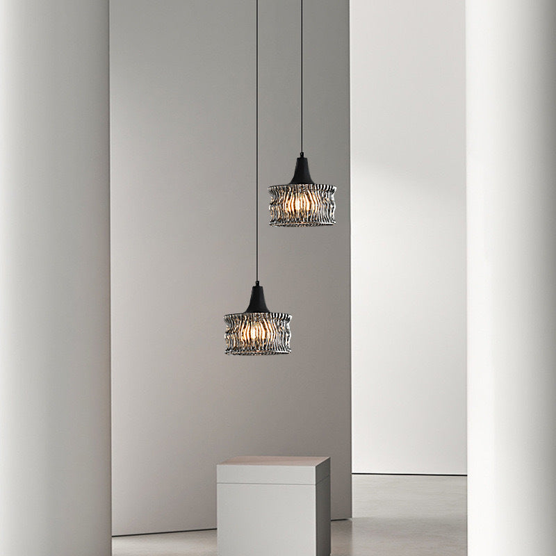 Modern Minimalist Brass & Glass Cylinder 1-Light Pendant Light For Bedroom, Living Room, Dining Room