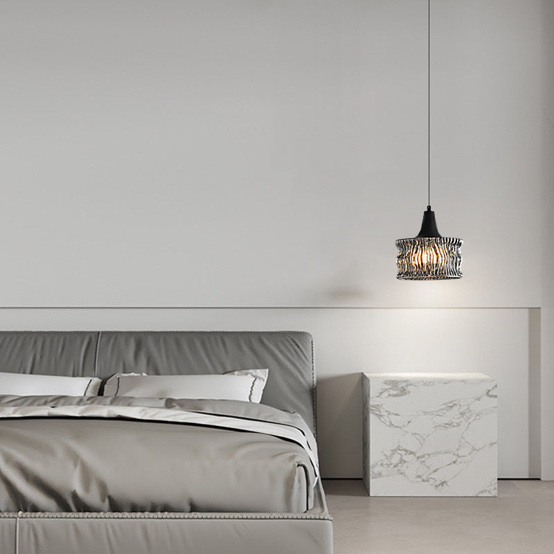 Modern Minimalist Brass & Glass Cylinder 1-Light Pendant Light For Bedroom, Living Room, Dining Room