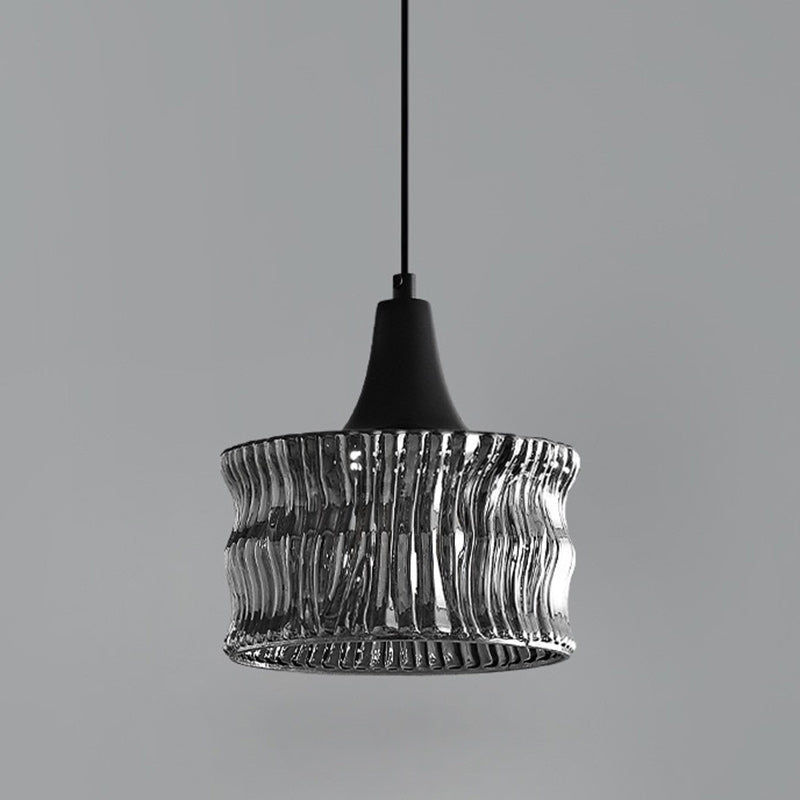 Modern Minimalist Brass & Glass Cylinder 1-Light Pendant Light For Bedroom, Living Room, Dining Room