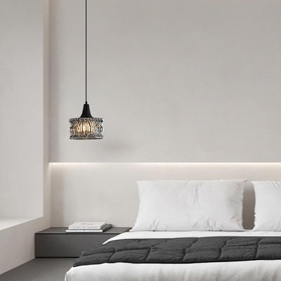 Modern Minimalist Brass & Glass Cylinder 1-Light Pendant Light For Bedroom, Living Room, Dining Room