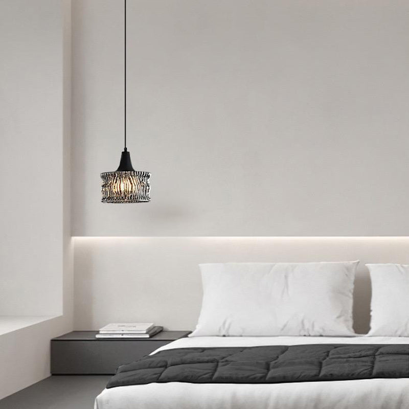 Modern Minimalist Brass & Glass Cylinder 1-Light Pendant Light For Bedroom, Living Room, Dining Room