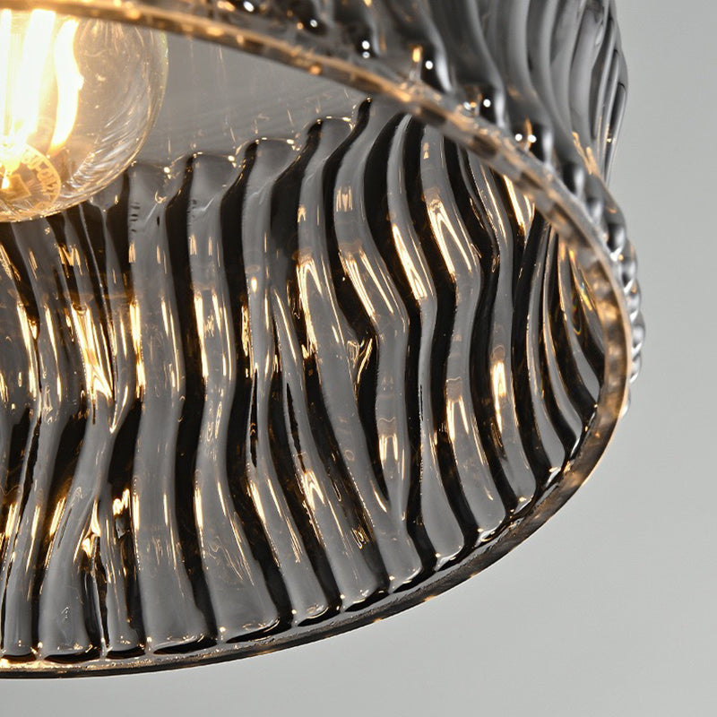 Modern Minimalist Brass & Glass Cylinder 1-Light Pendant Light For Bedroom, Living Room, Dining Room