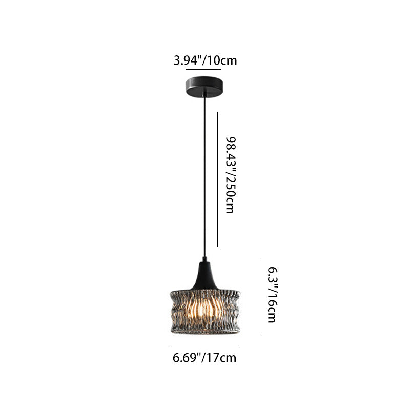 Modern Minimalist Brass & Glass Cylinder 1-Light Pendant Light For Bedroom, Living Room, Dining Room