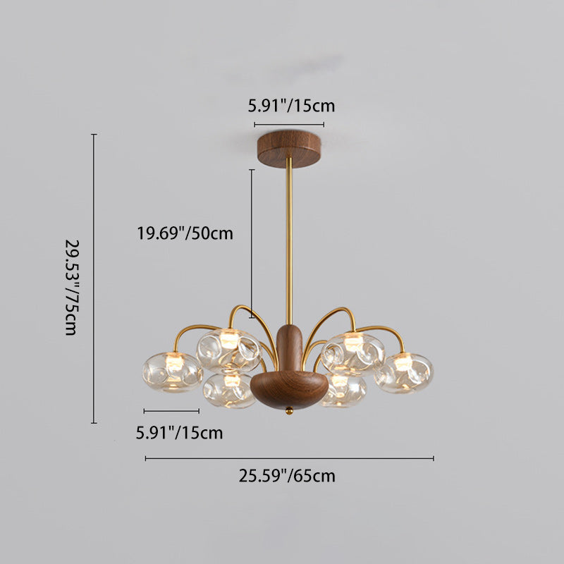Lustre LED Rond Irrégulier en Fer et Verre Traditionnel Français pour Chambre et Salon 