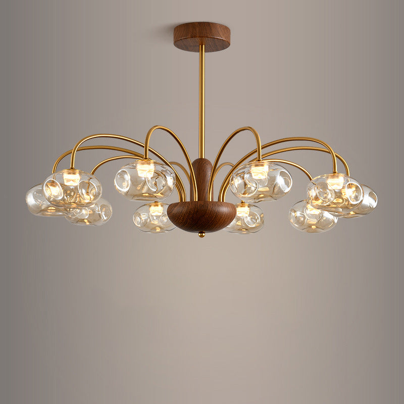 Lustre LED Rond Irrégulier en Fer et Verre Traditionnel Français pour Chambre et Salon 