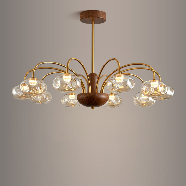 Lustre LED Rond Irrégulier en Fer et Verre Traditionnel Français pour Chambre et Salon 