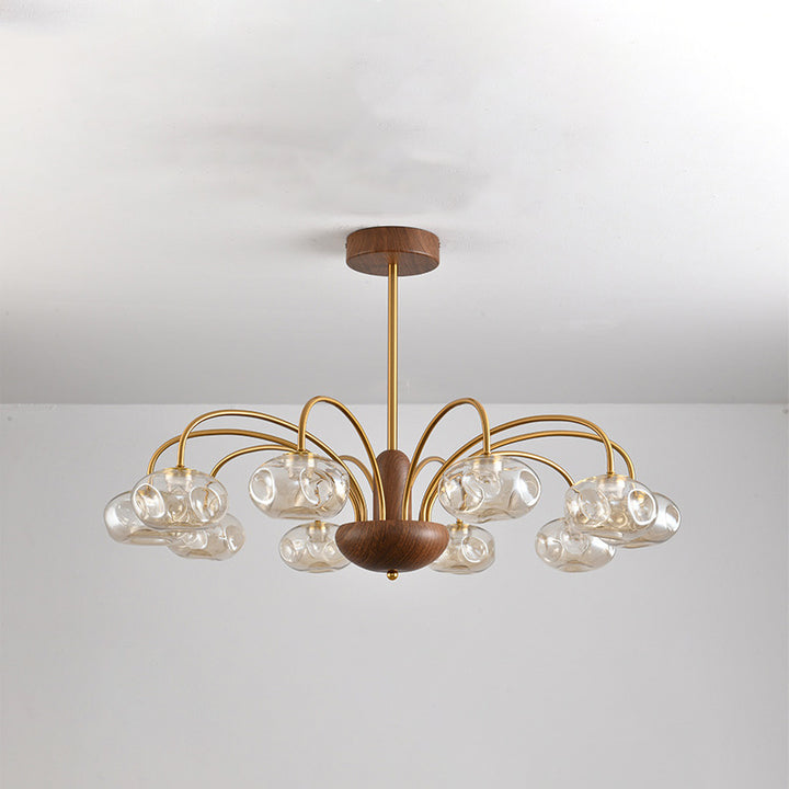 Lustre LED Rond Irrégulier en Fer et Verre Traditionnel Français pour Chambre et Salon 