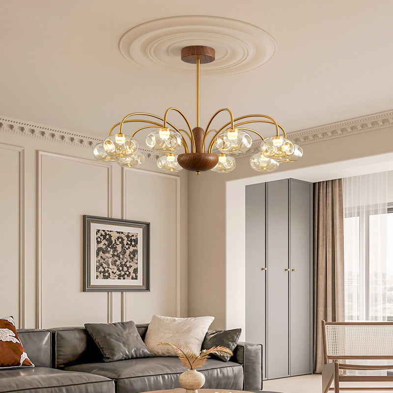 Lustre LED Rond Irrégulier en Fer et Verre Traditionnel Français pour Chambre et Salon 