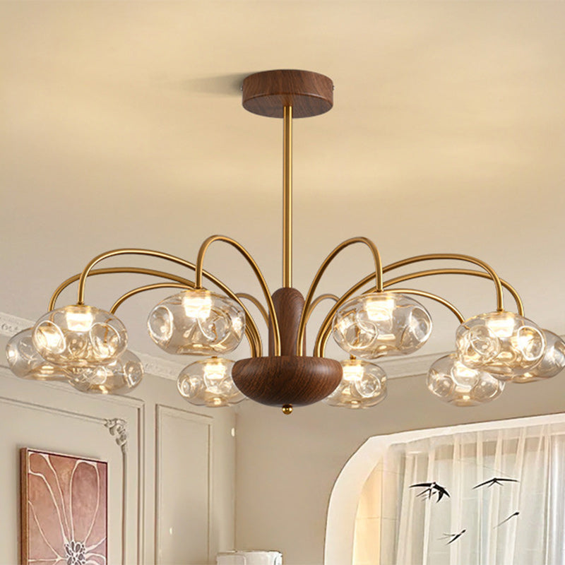 Traditional French Iron & Glass Irregular Round LED Chandelier For Bedroom And Living Room