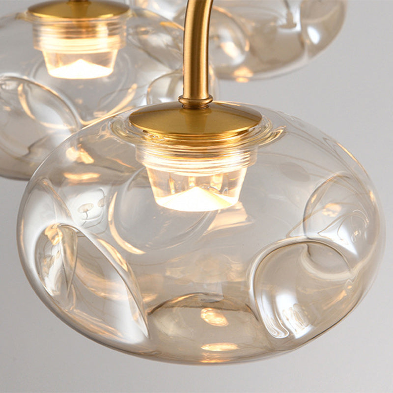 Lustre LED Rond Irrégulier en Fer et Verre Traditionnel Français pour Chambre et Salon 
