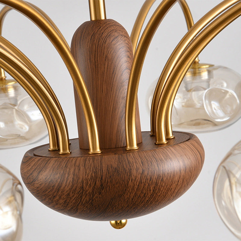 Lustre LED Rond Irrégulier en Fer et Verre Traditionnel Français pour Chambre et Salon 