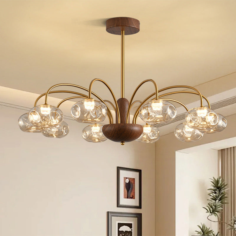 Lustre LED Rond Irrégulier en Fer et Verre Traditionnel Français pour Chambre et Salon 