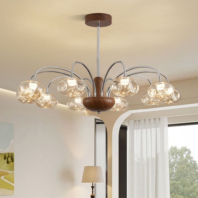 Lustre LED Rond Irrégulier en Fer et Verre Traditionnel Français pour Chambre et Salon 