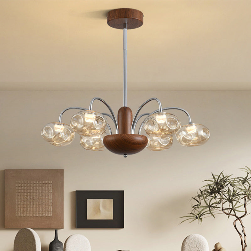 Lustre LED Rond Irrégulier en Fer et Verre Traditionnel Français pour Chambre et Salon 