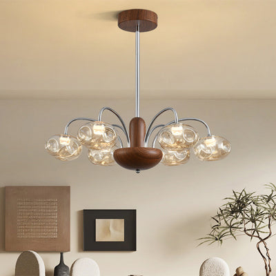 Traditional French Iron & Glass Irregular Round LED Chandelier For Bedroom And Living Room
