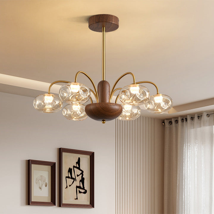 Lustre LED Rond Irrégulier en Fer et Verre Traditionnel Français pour Chambre et Salon 