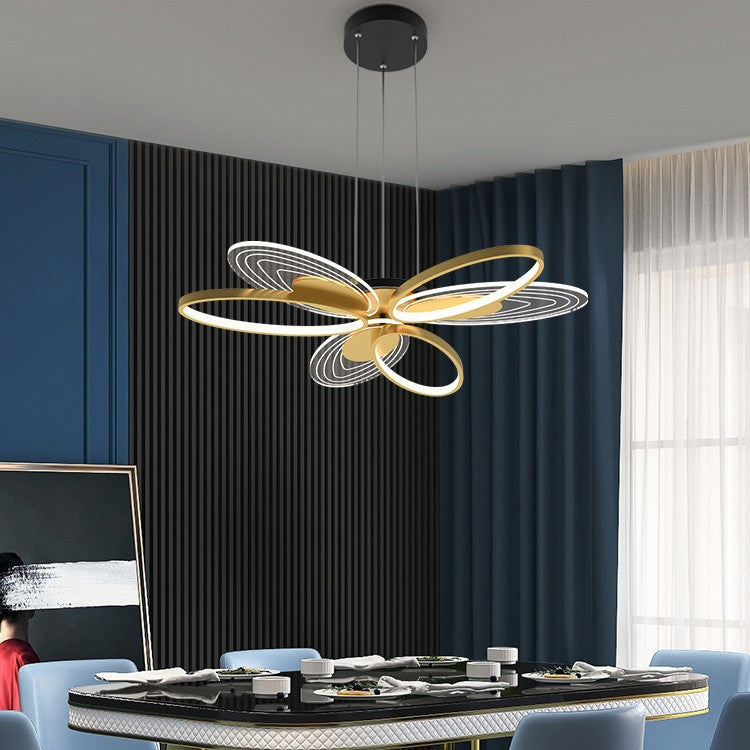 Contemporary Creative Iron & Acrylic Floral Oval LED Chandelier For Bedroom, Living Room, Dining Room