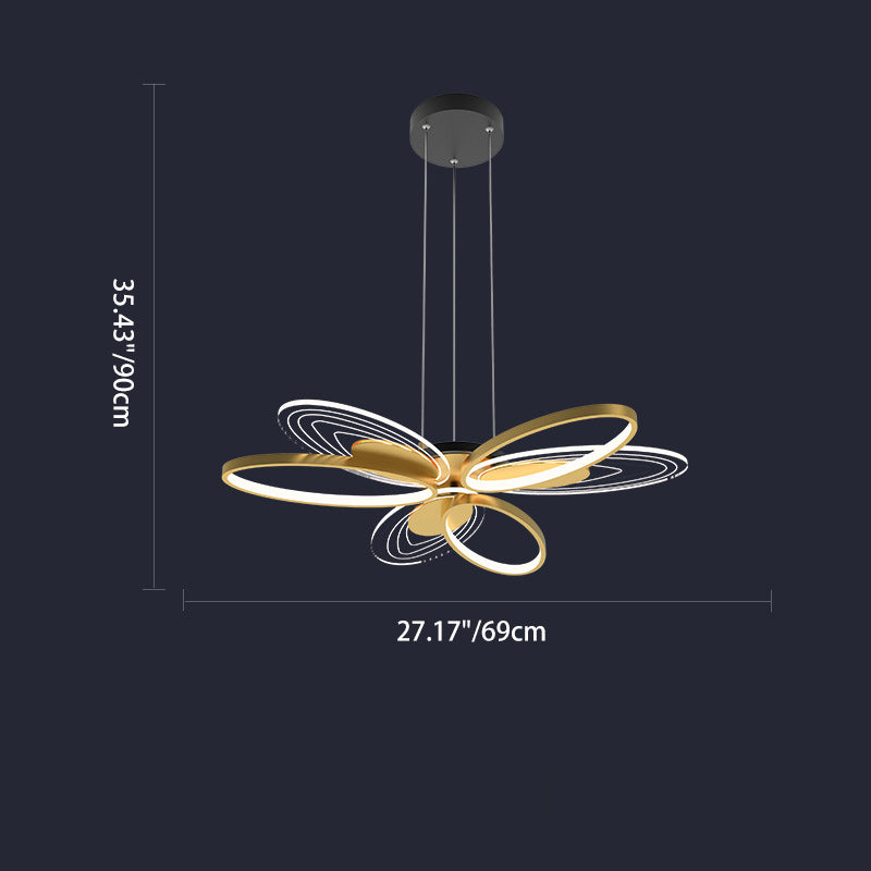 Contemporary Creative Iron &amp; Acrylic Floral Oval LED Chandelier For Bedroom, Living Room, Dining Room