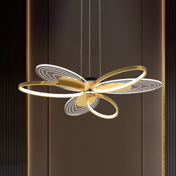Contemporary Creative Iron & Acrylic Floral Oval LED Chandelier For Bedroom, Living Room, Dining Room