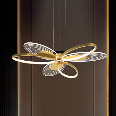 Contemporary Creative Iron & Acrylic Floral Oval LED Chandelier For Bedroom, Living Room, Dining Room