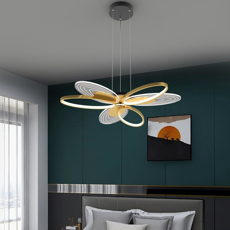 Contemporary Creative Iron & Acrylic Floral Oval LED Chandelier For Bedroom, Living Room, Dining Room