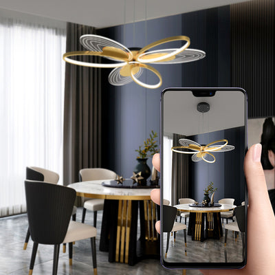 Contemporary Creative Iron & Acrylic Floral Oval LED Chandelier For Bedroom, Living Room, Dining Room