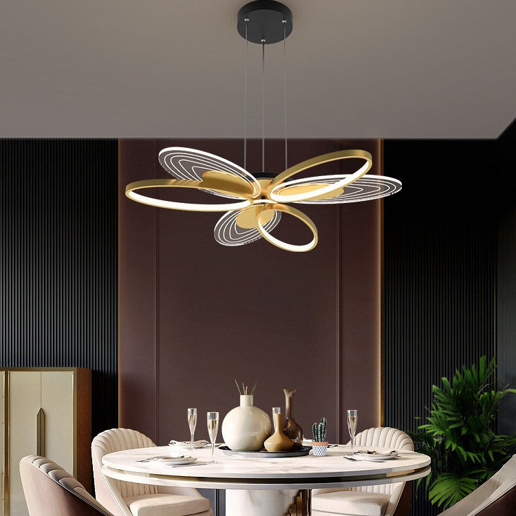Contemporary Creative Iron & Acrylic Floral Oval LED Chandelier For Bedroom, Living Room, Dining Room