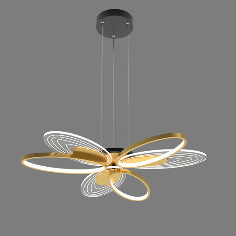 Contemporary Creative Iron &amp; Acrylic Floral Oval LED Chandelier For Bedroom, Living Room, Dining Room