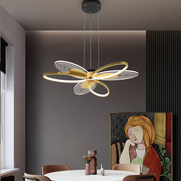 Contemporary Creative Iron & Acrylic Floral Oval LED Chandelier For Bedroom, Living Room, Dining Room